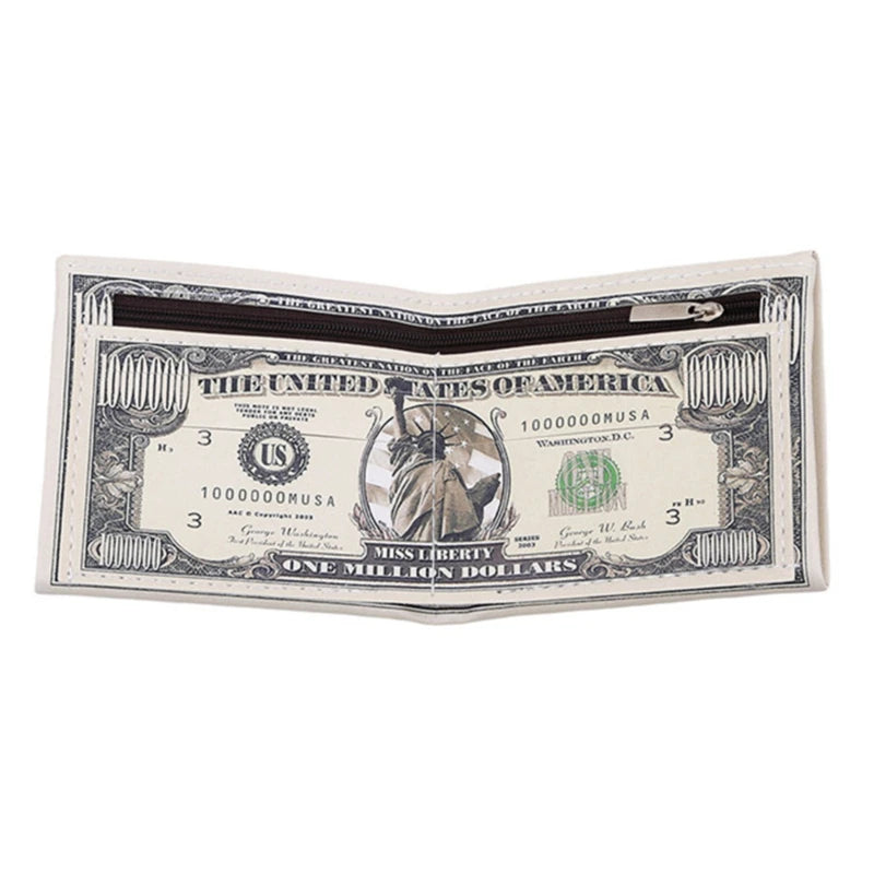 Men Money Canvas Wallets Credit ID Card Holder Bags Purses Currency Notes Pattern Insert Picture Cash Coin Dollars Euro Wallet
