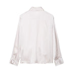 Women Satin Knot Shirt Autumn Women's Long Sleeves Women's Shirts Simple Female Button Shirts & Blouses