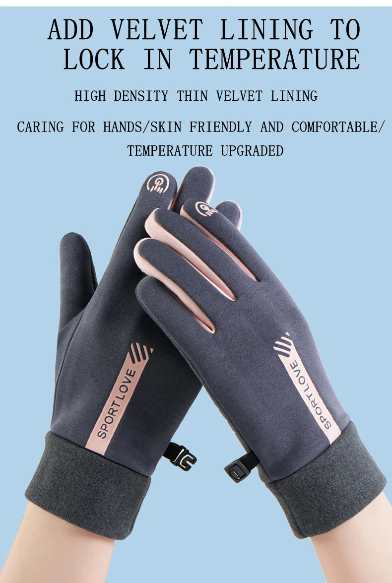 Winter Gloves for Women, Fleece-Lined, Windproof, Cold-Proof, Warm, Touchscreen-Compatible, Non-Slip, for Driving, Riding Motorcycles, Outdoor, Men's Gloves