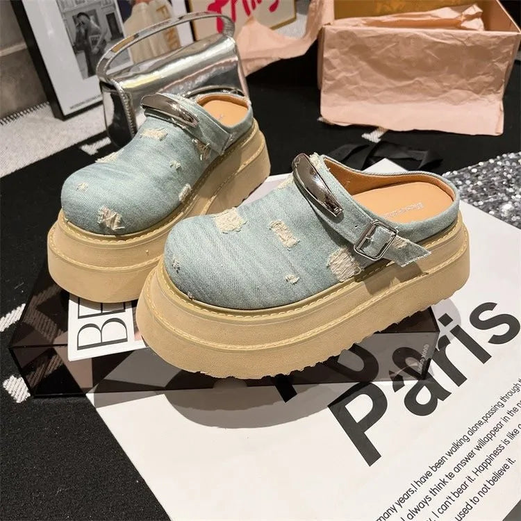 Flats Women Slippers Platform Slingback Mules Shoes Fashion Woman Sandals Summer 2025 Designer Flip Flops Dress Zapatos De Mujer