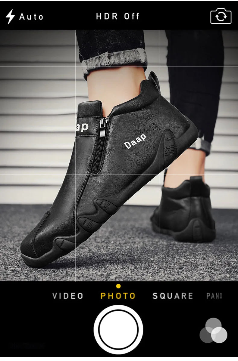 2024 New Casual Shoes for Men Luxury Round Toe Men Ankle Boots Light Slip on Walking Shoes Outdoor Comfor Men High Top Sneakers