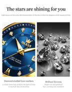 OLEVS 2906 Couple Watch Luxury Stainless Steel Waterproof Clock Fashion Roman Scale Diamond Calendar Dial Men Women Quartz Watch