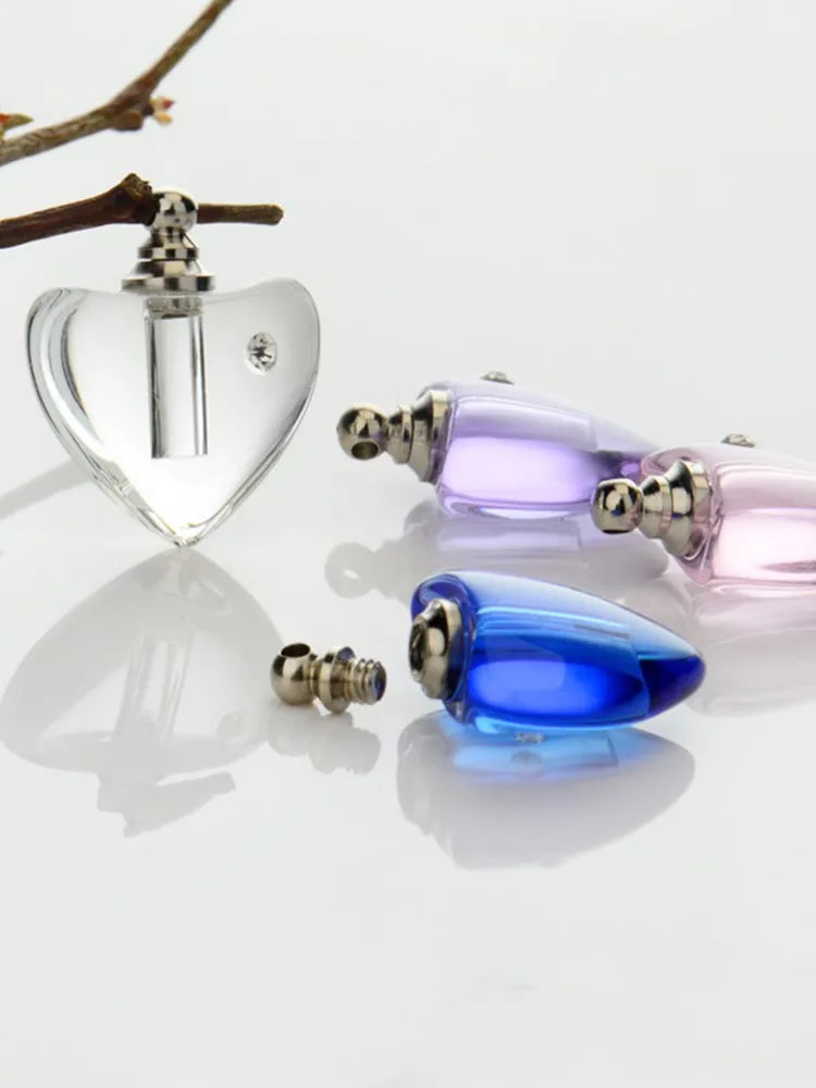 50pieces/lot mixed shape color Crystal Vials perfume pendant Rhinestone vial pendants handmade jewelry name or rice art