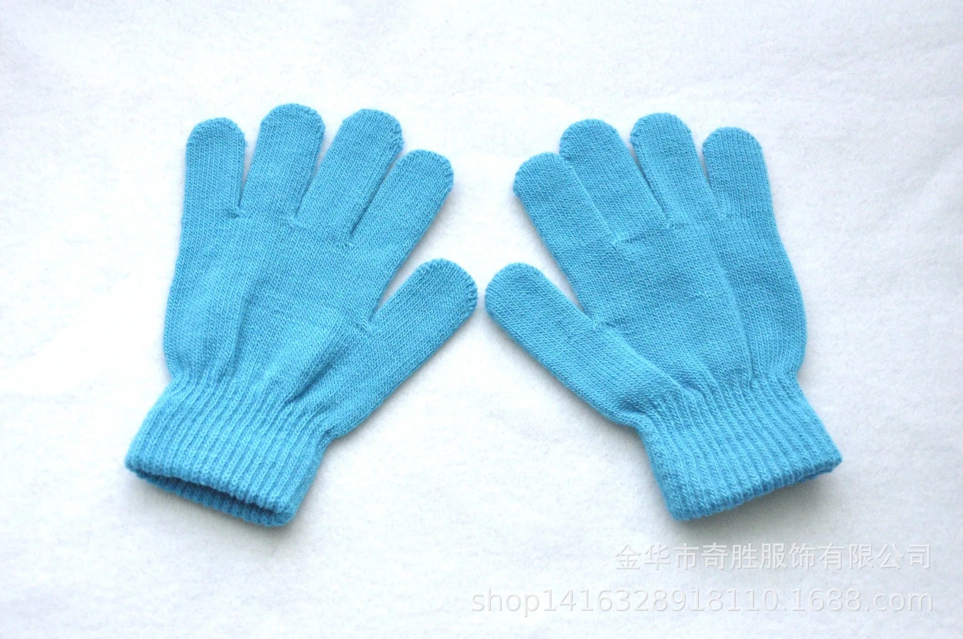 Winter 4-11 Year Old Children's Writing Cold-proof Warm Gloves Solid Color Knitted Wool Acrylic Full-finger Split-finger Gloves