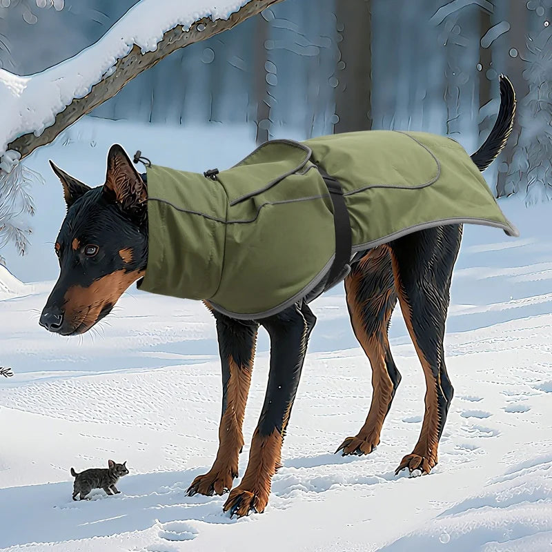 Winter Large Dog Jacket Waterproof Windproof Warm Fleece Lined Adjustable All-Weather Outdoor Pet Coat for Big Breed