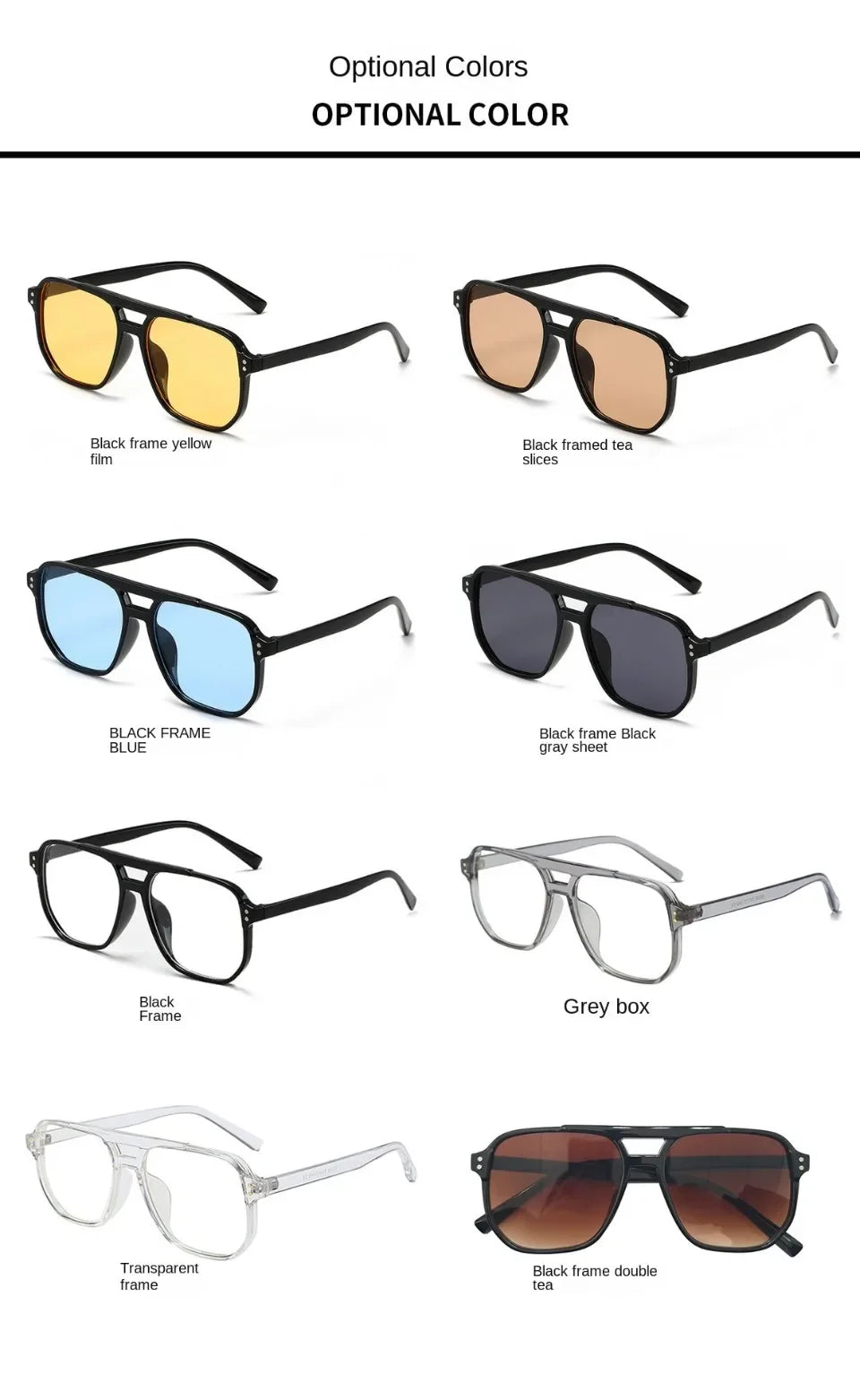 Vintage Men Women Big Sunglasses Men Square Shades Brand Designer Unisex Sun Glasses Black Lense Male Female Sunglasses UV400