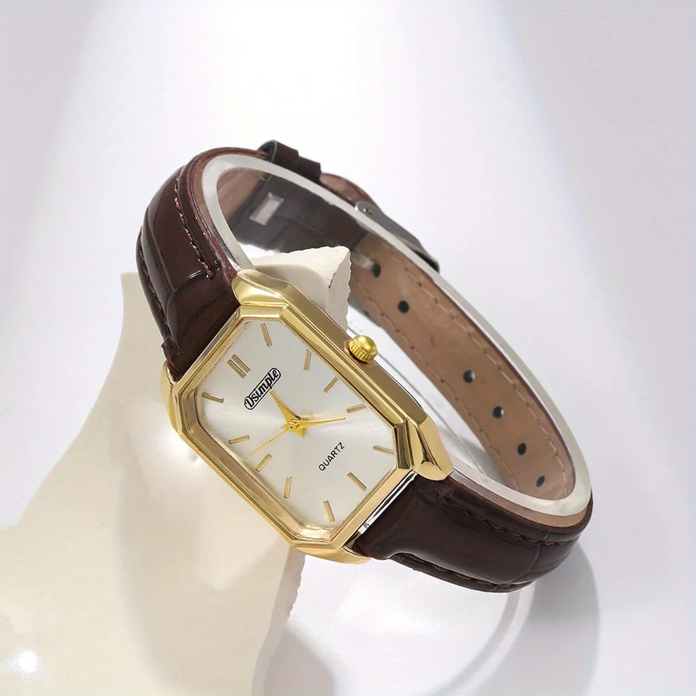 2pcs/Sets Couple Watches Casual Business Watches Analog PU Leather Quartz Wristwatch Ideal for Gifts To Men Watch & Women Watch