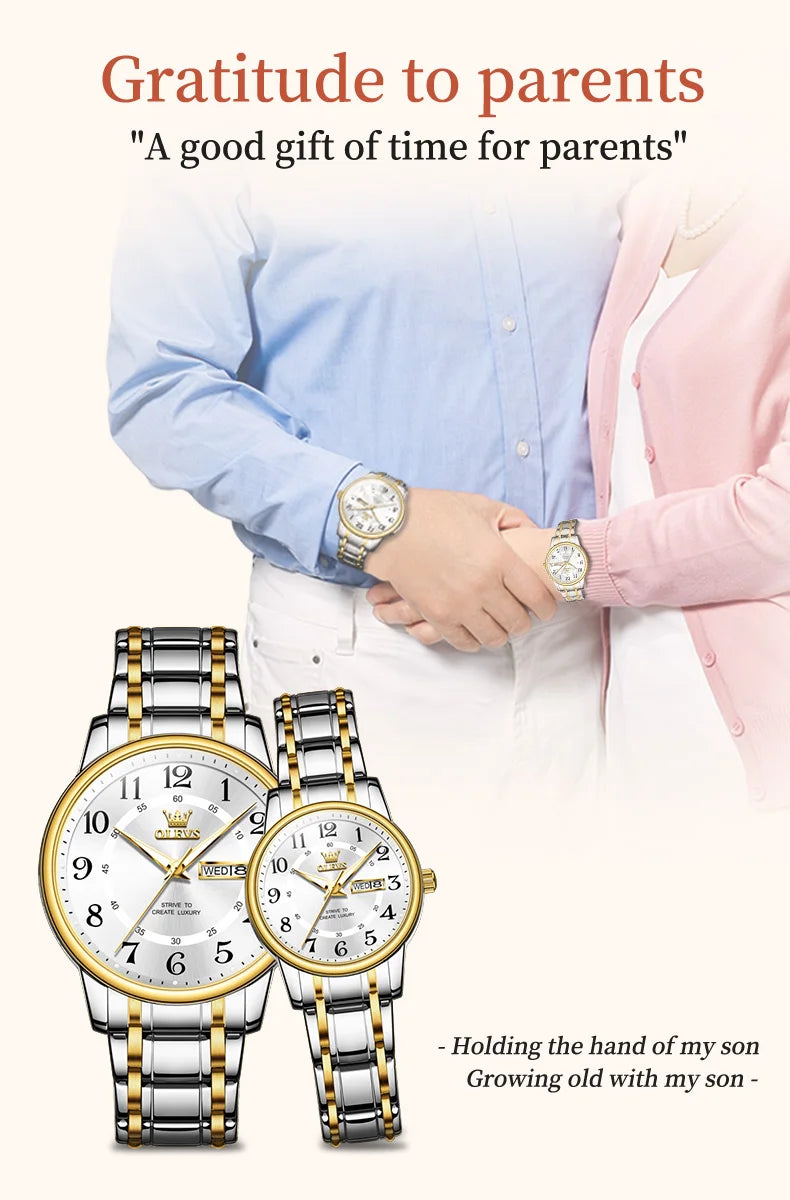 OLEVS 2891 Couple Watches Digital Dial High Quality Stainless steel Wristwatch for Men Women
