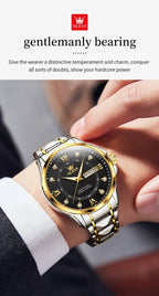 OLEVS 2906 Couple Watch Luxury Stainless Steel Waterproof Clock Fashion Roman Scale Diamond Calendar Dial Men Women Quartz Watch