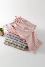Pajama Pants Women Plaid Cotton Home Trousers Loose Breathable and Soft Straight Leg Trousers Fashionable Sleeping Pants
