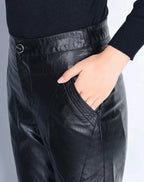 Pants for Women High Waist PU Leather Harem Woman Trousers Aesthetic One Size Classic Autumn Trends 2025 90s Outfits Clothing G