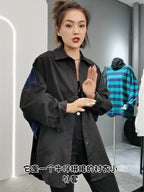 Tannt Women Blouse Denim Patchwork Stitched Ladies Shirt Long Sleeve Loose Leisure Irregular Shirts Fake Two Female Tops 2025