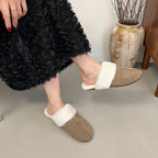 Fur Flats Women Cotton Slippers Fashion Warm Shoes Winter Short Plush Designer Cozy Woman Boots 2025 New Dress Mujer De Boots