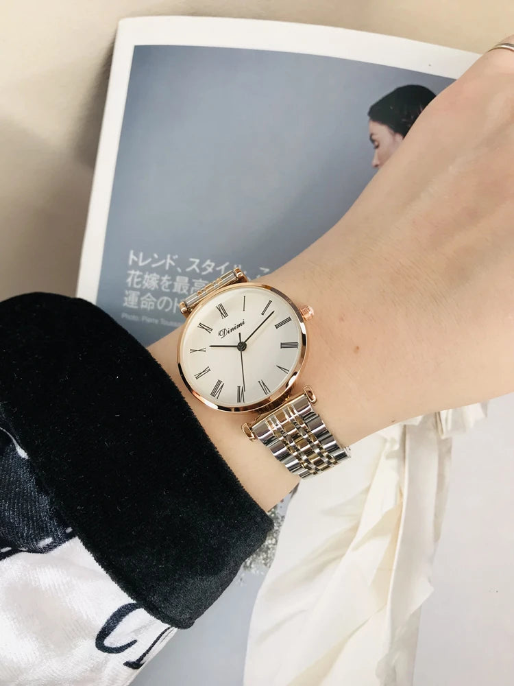 Women's watch simple thin light luxury temperament steel belt famous brand mysterious gift series