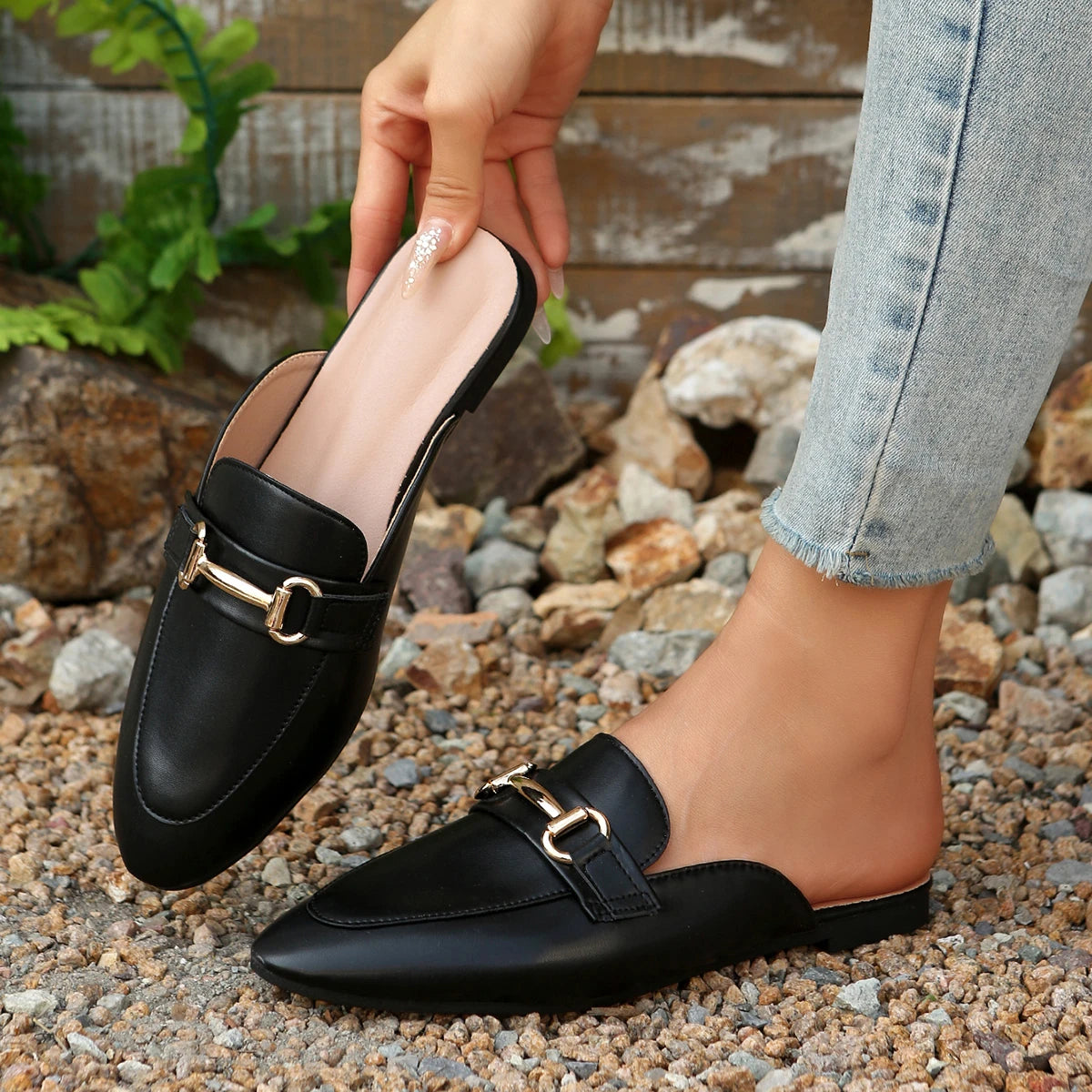 Women Slippers Spring Autumn Summer Flat Slip-On Slippers Lightweight Open-Toe Sandals Elegant Fashion Women Shoes Slides Women