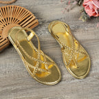 Women Sandals Ladies Square Heels Elegant Summer Slippers Outside Cross Tied Leather Female Slides 2024 Fashion Woman Sandals