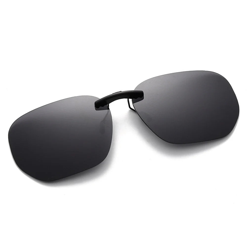 Square Clip On Sunglasses Women Polarized Black Lens UV400 Night Vision Driving Men Goggles Clips Anti Glare Vintage Glasses