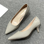 New Women's Shoes On Heels Elegant Medium High Heeled Ladies Pointed Toe 5cm Fashion Pumps For Woman Office Black Pink Red
