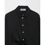 Women Satin Knot Shirt Autumn Women's Long Sleeves Women's Shirts Simple Female Button Shirts & Blouses