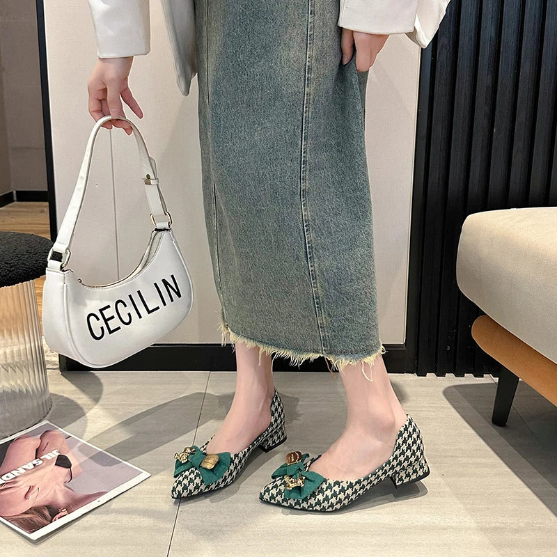 2025 Spring New Woman's Heels Elegant French Style Soft Bottom Anti-slippery Versatile Chic Princess Catwalk Office Single Shoes