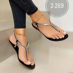 New Summer Sandals for Women Fashion Pointed Toe Flats Women's Casual Sandals Ladies Flip Flops Roman Low Heel Woman Sandalias