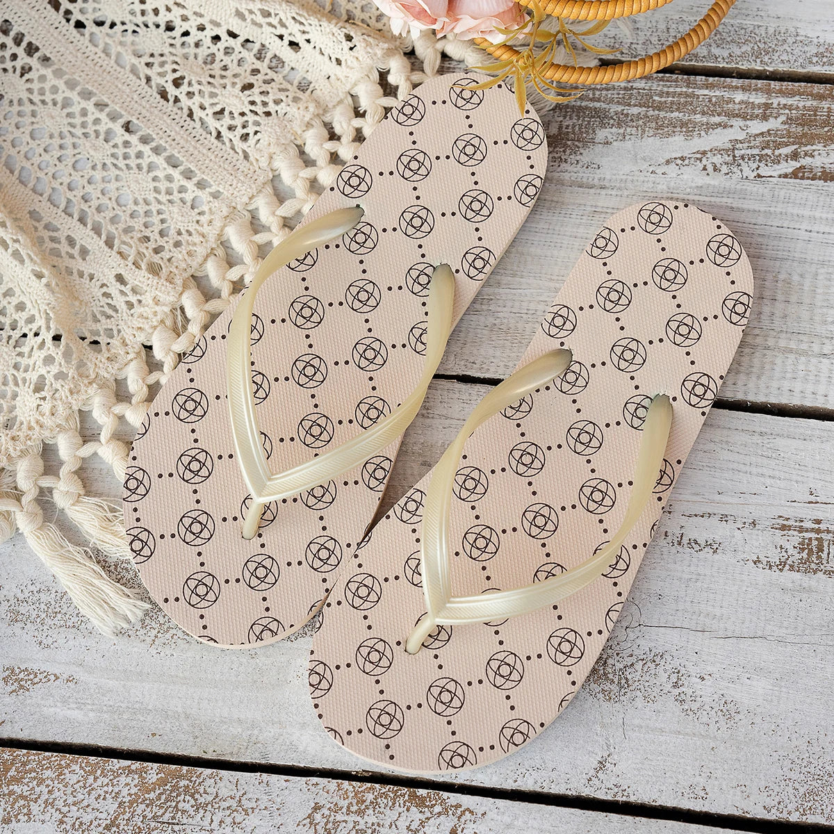 Women's Summer Fashion print patt Flat Flip-Flops, Casual Comfortable Breathable Waterproof Slip-On Bathroom Pool Beach Slippers