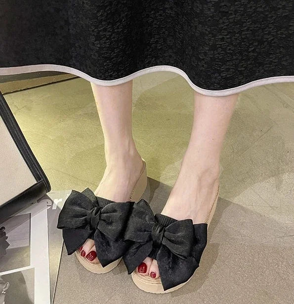 Platform Woman Slippers With Bow Sandals Easy Wears Shoes for Women Vip New Collection Designer Luxury Stylish Slides Wholesale