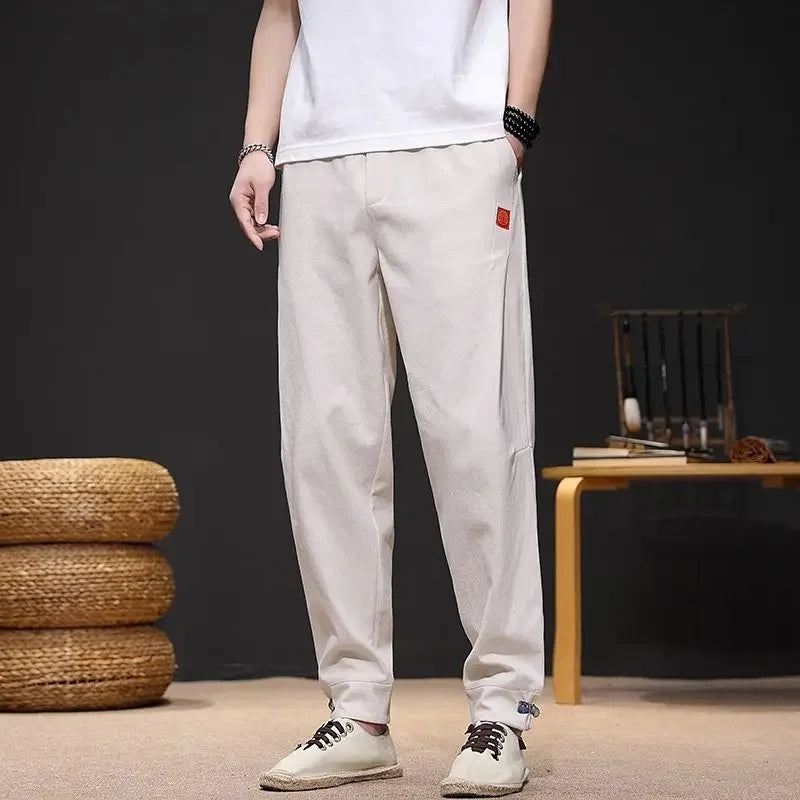 Trousers Skinny Autumn And Winter Plain Male Sports Pants Slim Cropped Men's Sweatpants Tights Aesthetic Hot Aesthetic Hot Loose