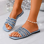 Women Slippers Lightweight Fashion Sexy Slippers Summer Casual Comfortable Shoes Women Square Toe Flat Heel Sandals Slides Women
