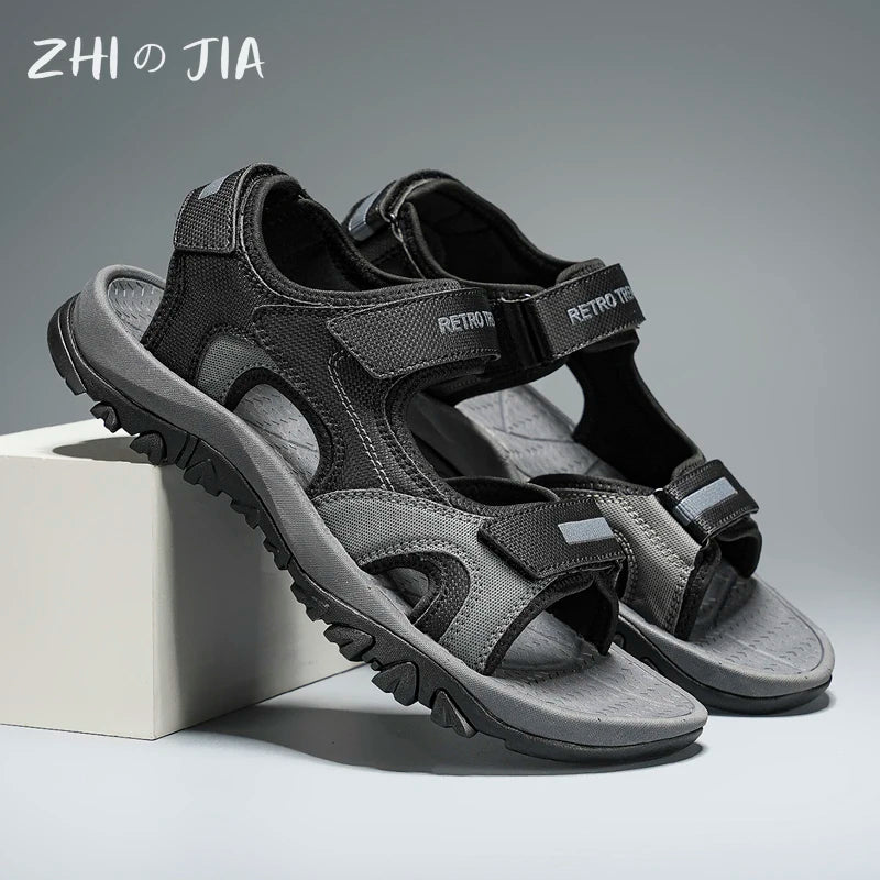 Summer New Sandals Men's Water Beach Breathable Quick Drying Shoes Comfortable Flat Bottom Non slip Sandals Driving Shoes