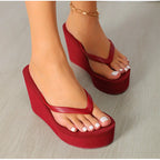 Women's Slippers  Flip Flops Fashion Wedges PU Solid Ladies Elegant Slides Comfort Casual Soft Slip On 2021 Summer Beach Shoes