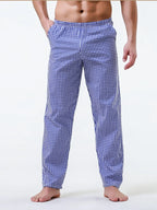 Pajama Pants Men's Pants Pure Cotton Home Pants Thin Summer Loose Plaid Cotton Home Pants Spring & Fall Air-Conditioned Pants