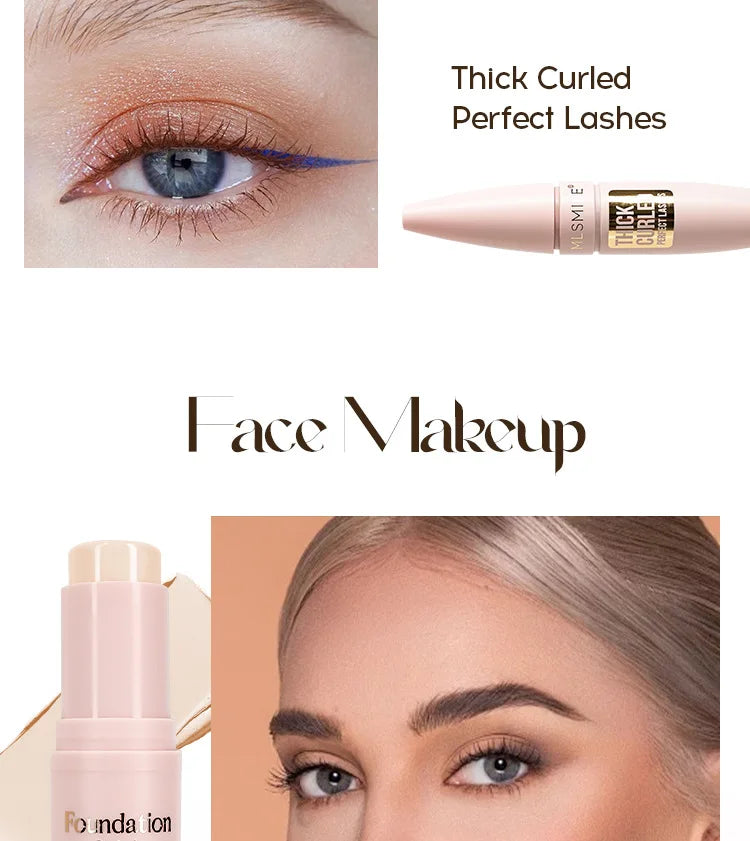 Makeup Kit With Organize Case Lipstick Contour Highlight Liquid Eyeshadow Lip Mud Eyebrow Pencil Mascara Women Cosmetics Set