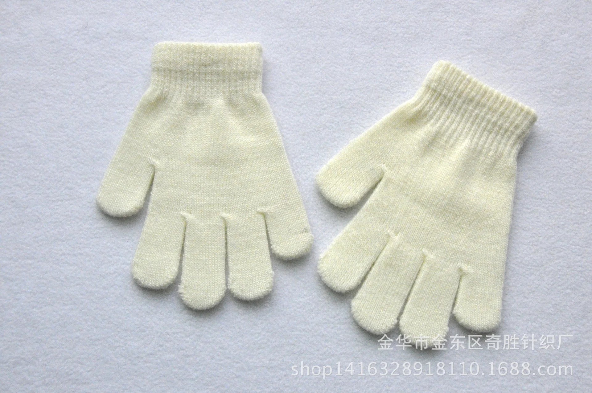 Winter 4-11 Year Old Children's Writing Cold-proof Warm Gloves Solid Color Knitted Wool Acrylic Full-finger Split-finger Gloves