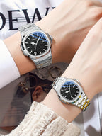 Fashion Couple Watches Men and Women Business Luxury Stainless Steel Quartz Wristwatch Waterproof Luminous Couple Watch Pair Set
