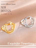 Unift Horseshoes Rings for Women Cowboy Cowgirl Stainless Steel Finger Ring Trendy Fashion Equestrian Horse Lover Jewelry Gift