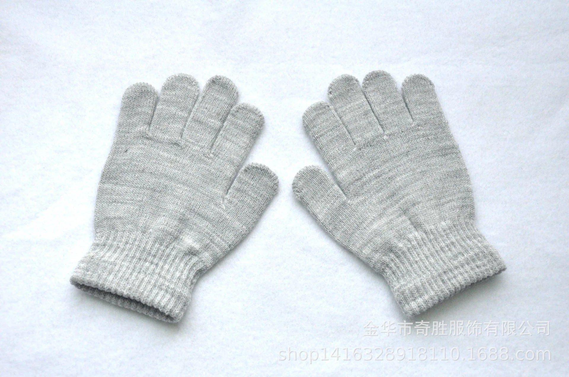 Winter 4-11 Year Old Children's Writing Cold-proof Warm Gloves Solid Color Knitted Wool Acrylic Full-finger Split-finger Gloves