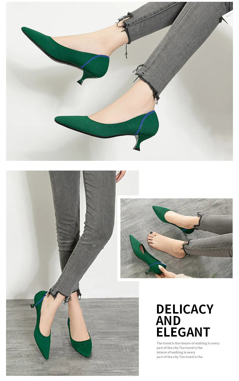 Women's high heels shoes  2025 new spring  / autumn / fashion beautiful breathable sweat absorbing comfortable shallow mouth p