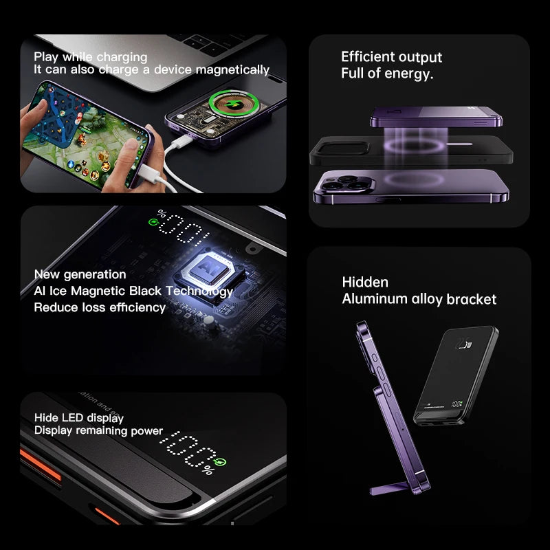 2024 New High quality aluminum alloy Power Banks Backup Battery Macsafe Powerbank Magnetic Wireless Phone Charger