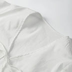 Casual Solid Lace Up Women Blouse Deep V-neck Long Sleeve Loose Female Shirt 2025 Spring Summer New Fashion Sweet Ladies Blouses