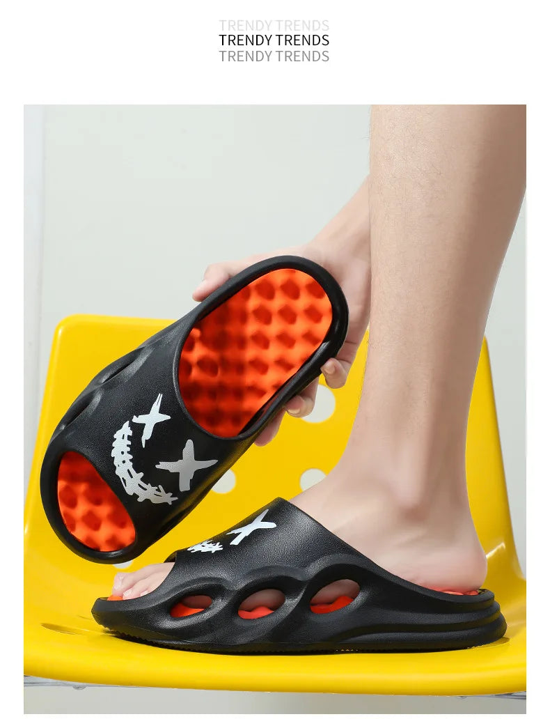 Men Fashion Massage Slippers Indoor/Outdoor Sandals Beach Flip Flop Thick Sole Male Slides Summer Non-Slip Men Shower Slippers