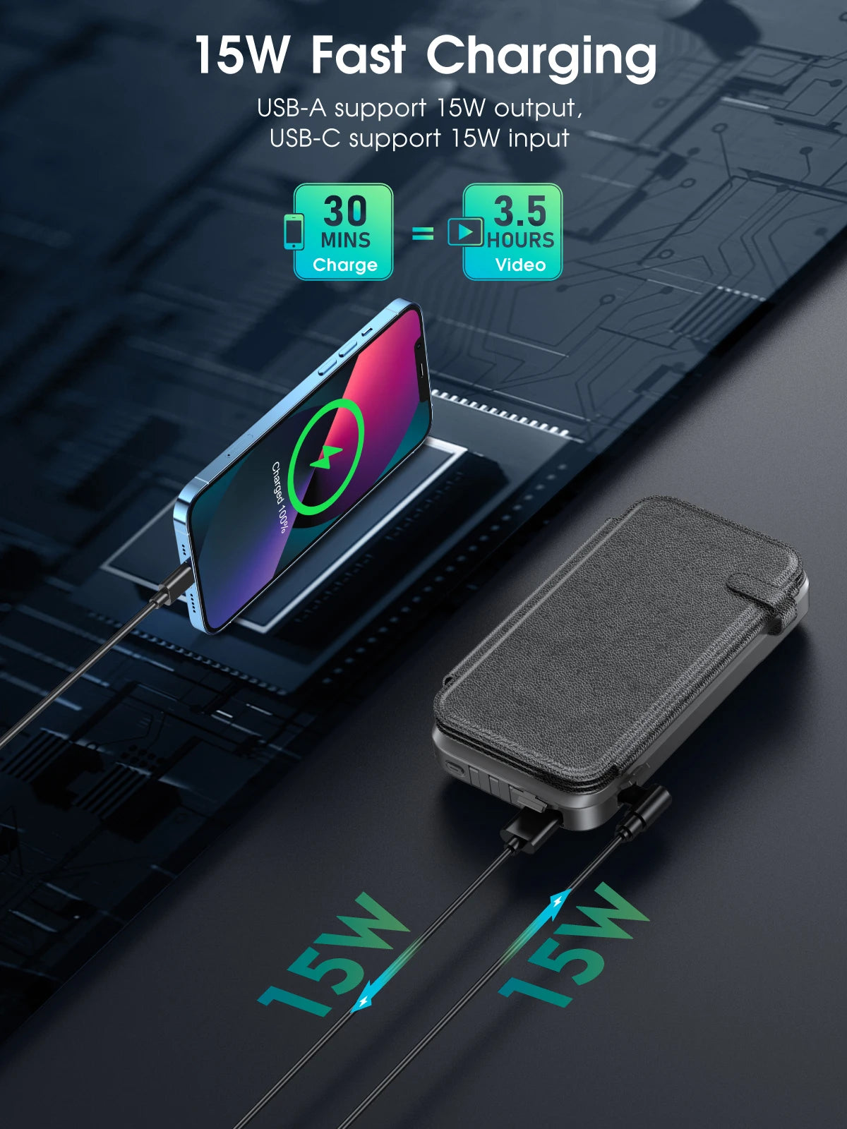 43800mAh Solar Power Bank with 4 Solar Panel Large capacity Wireless Charger Three defenses External Battery LED Light Powerbank