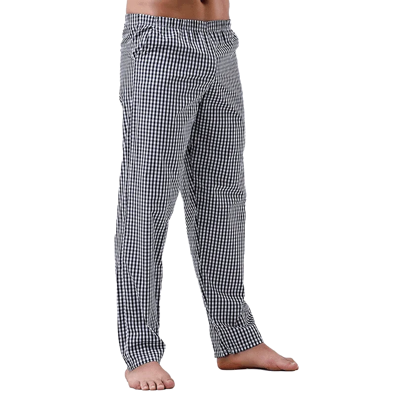 Pajama Pants Men's Pants Pure Cotton Home Pants Thin Summer Loose Plaid Cotton Home Pants Spring & Fall Air-Conditioned Pants