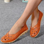 Women Flats Genuine Leather Fashion Soft Shoes Women Hollow Designer Shoes Slip On Ballet Flats Oxford Shoes Woman Plus Size
