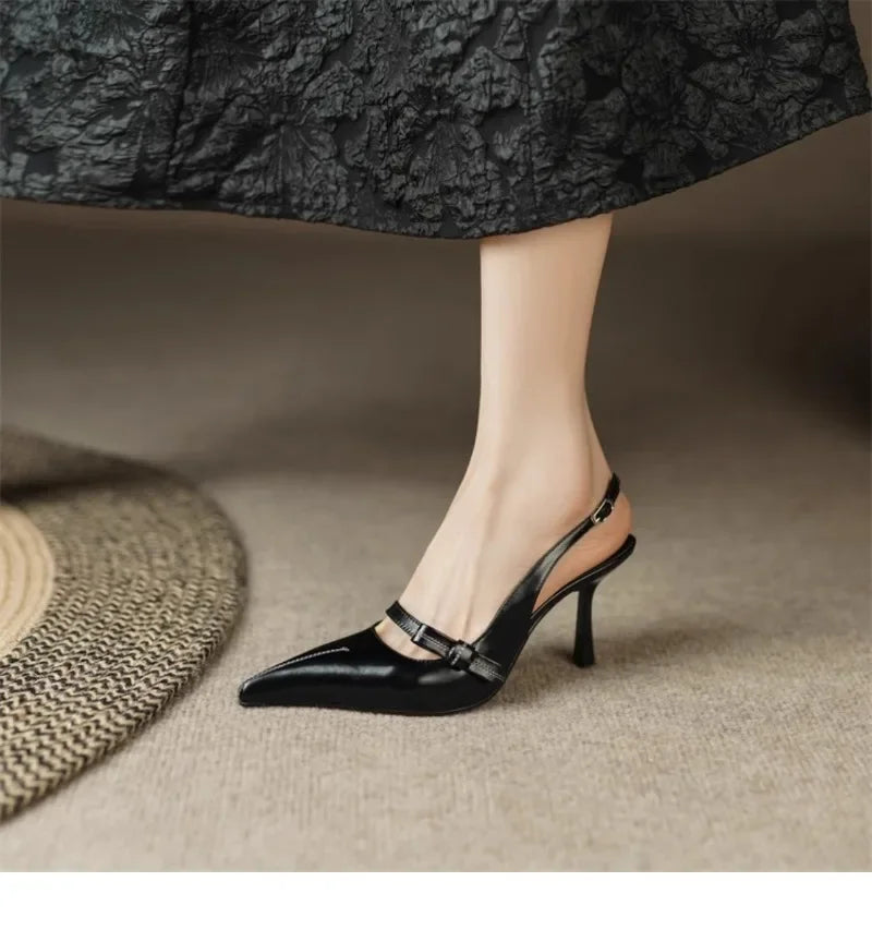 Women's Sandals 2025 Fashion Elegant Sexy Ladies Shoes Buckle Strap High Heels New Office and Career Retro Closed Toe Sandals