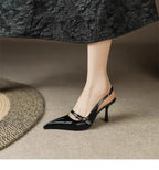Women's Sandals 2025 Fashion Elegant Sexy Ladies Shoes Buckle Strap High Heels New Office and Career Retro Closed Toe Sandals