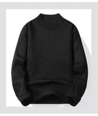 Winter New Men's Knitted Sweater with A Half High Collar Solid Color Plush and Warm Knitted Lining Top  Casual and Versatile Top