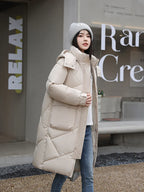 Vielleicht 2024 Snow Wear New Solid Winter Coat for Women Down Jacket Warm Casual Loose Hooded Winter Women Jacket Long Parkas