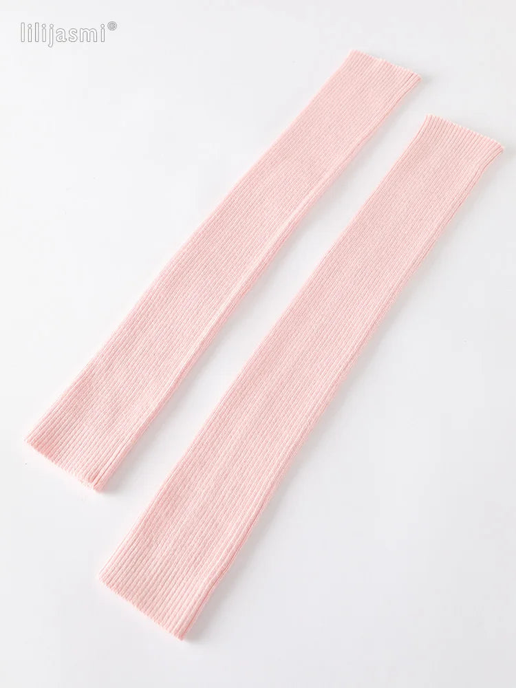 Autumn Winter 40 50 60CM Women's Wool Arm Warmers Knitted Woolen Arm Sleeve Solid Fine Long Knitted Fingerless Gloves Wholesale