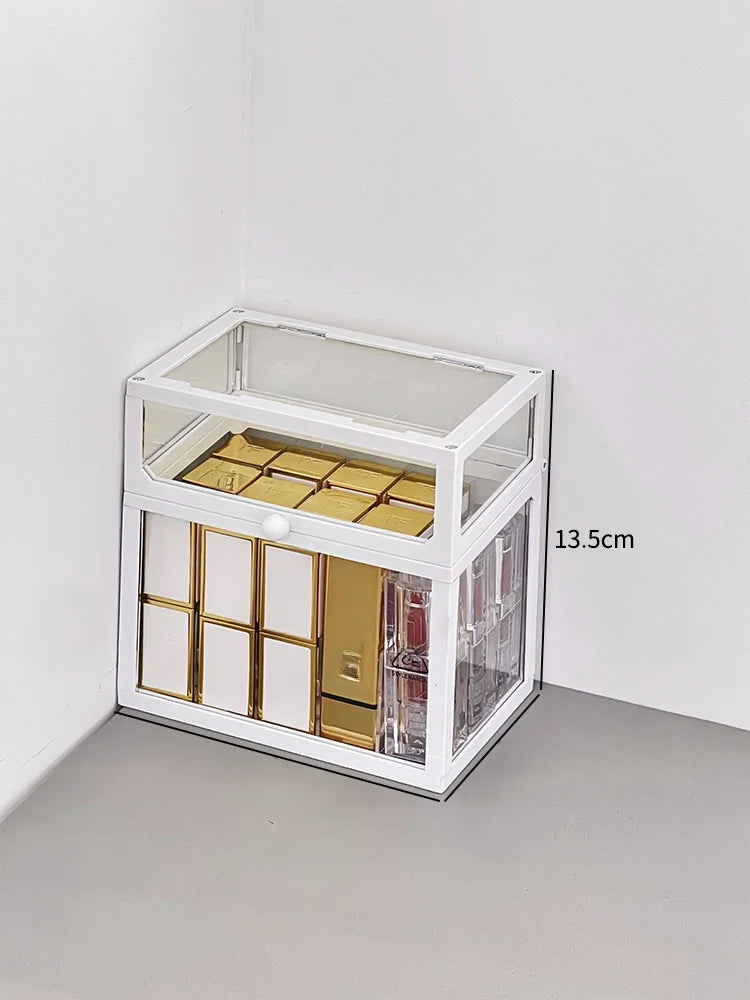 Transparent Cosmetic Storage Box Desktop High-End Dustproof Cover Carents eup Skincare Lipsti Organizer Box